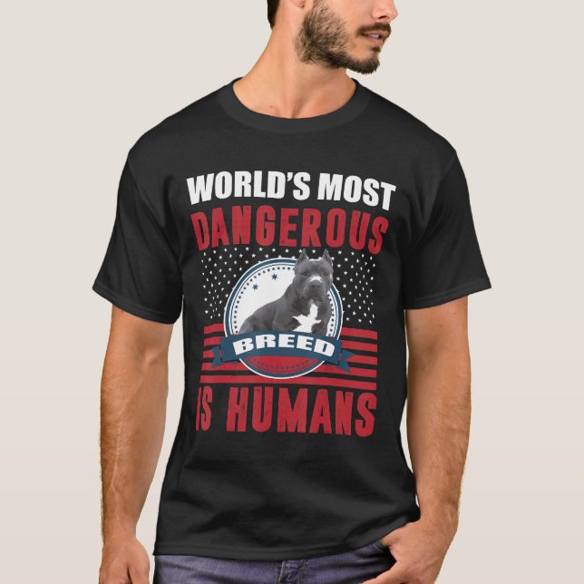 Camiseta American Bully Pitbull Humanos Raça Perigosa (Frente)