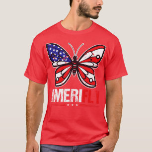 Camiseta American Butterfly 4º de julho Mulheres Amerinamen