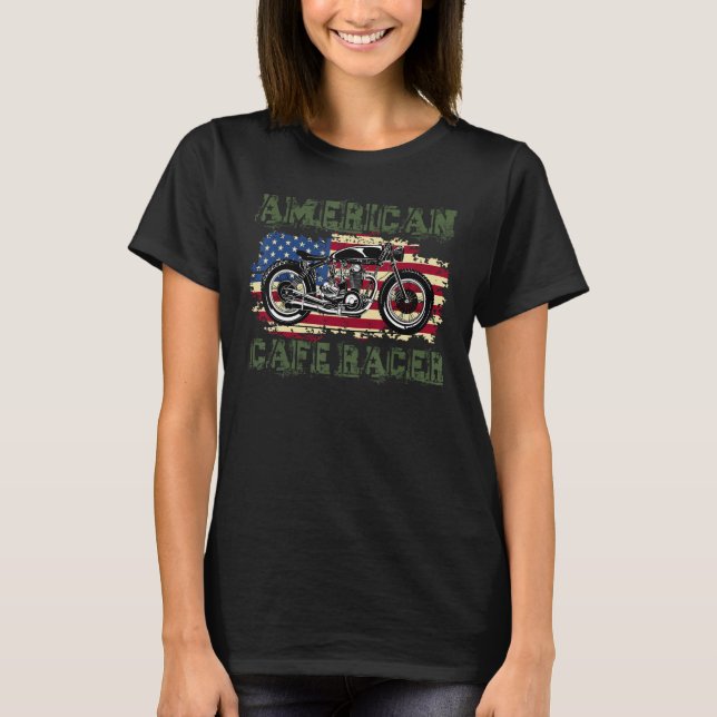 Camiseta American Cafe Racer Biker Men Women Adult Teens Bo (Frente)