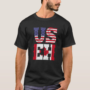 Camiseta American Canadian Heart Dia de os namorados USA Fl