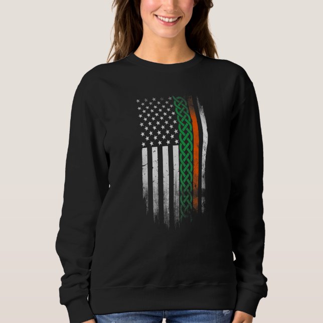 Camiseta American Celtic knot Stripes flag Irish Patrick's  (Frente)