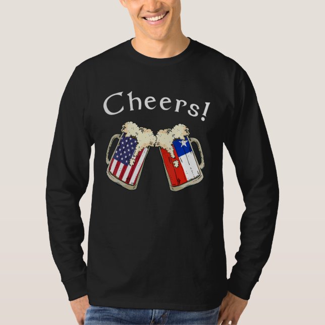 Camiseta American Chilean Patriot US Flag Beer Drinks Chile (Frente)