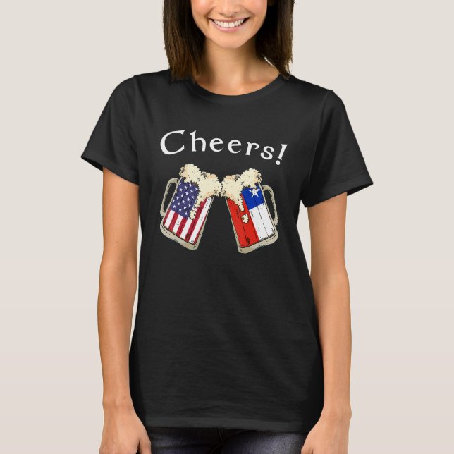 Camiseta American Chilean Patriot US Flag Beer Drinks Chile (Frente)