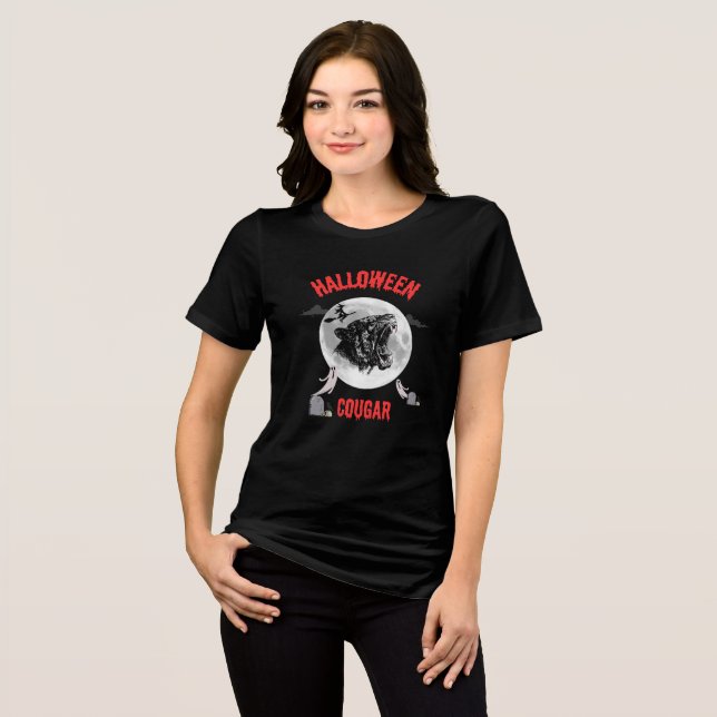 Camiseta american cougar on halloween night with crows (Frente Completa)