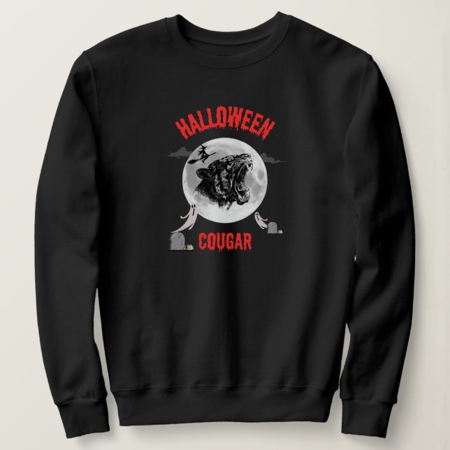 Camiseta american cougar on halloween night with crows (Frente do Design)