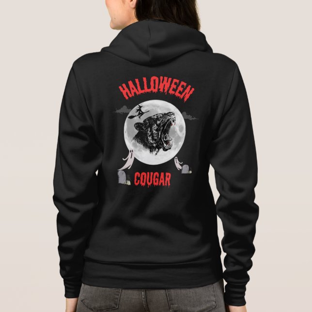 Camiseta american cougar on halloween night with crows (Verso)