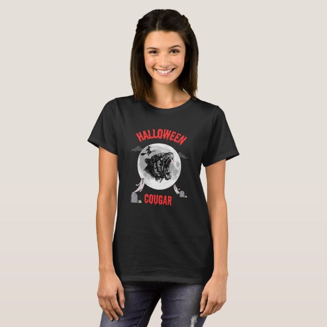Camiseta american cougar on halloween night with crows (Frente Completa)