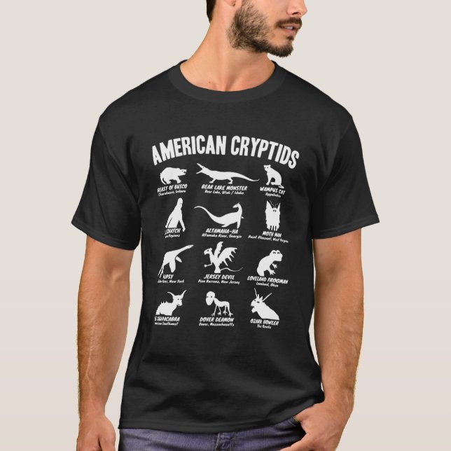 Camiseta American Cryptids Cryptozoology Chart (Frente)