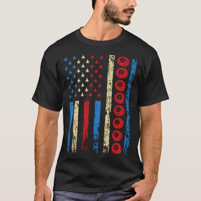 Camiseta American Cue Sports Flag 4th Of July Billiards Ath (Frente)
