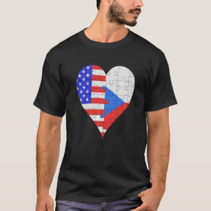 Camiseta American Czech Flag Heart