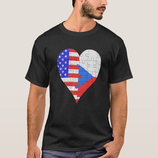 Camiseta American Czech Flag Heart (Frente)