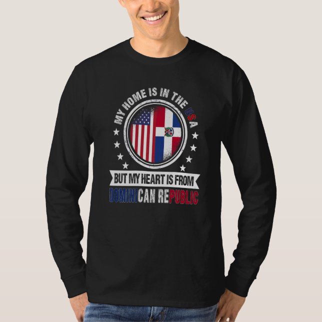 Camiseta American Dominican Flag Heart República Dominicana (Frente)