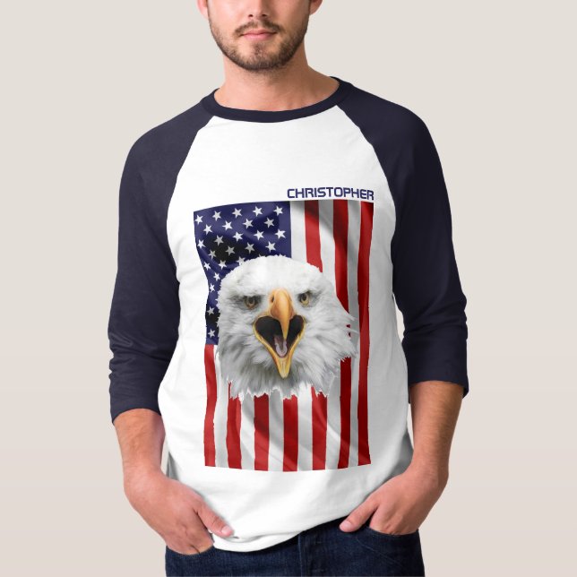 Camiseta American Eagle, o Patriótico Bandeira dos EUA (Frente)
