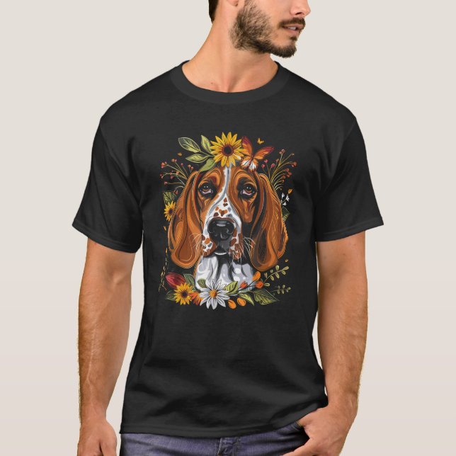 Camiseta American English Coonhound Dog Floral Sunflower Co (Frente)