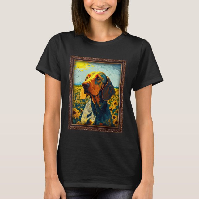 Camiseta American English Coonhound Painting Sunflower Flow (Frente)