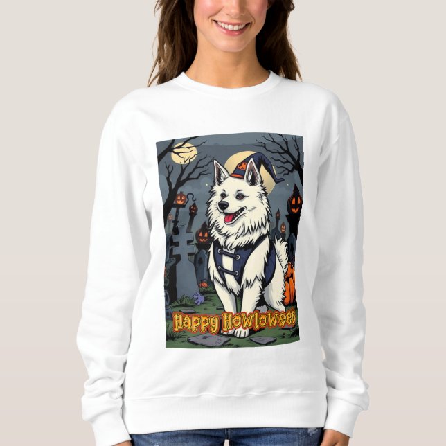 Camiseta American Eskimo Dog Happy Howloween (Frente)