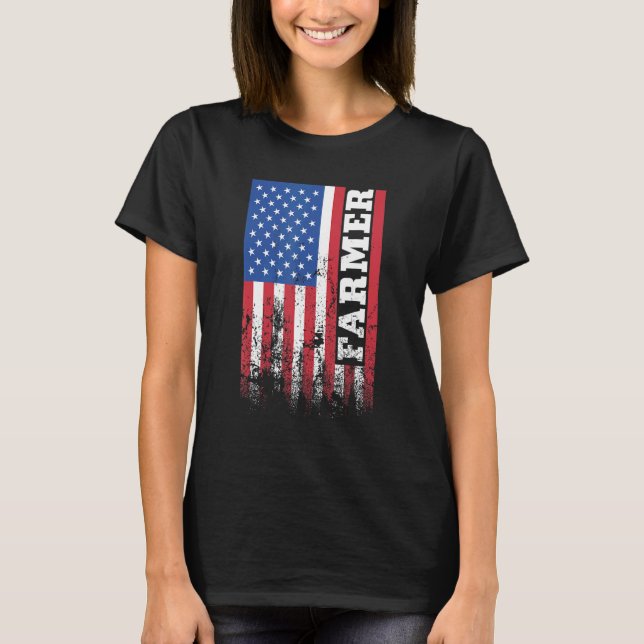 Camiseta American Farmer US Flag Vertical (Frente)