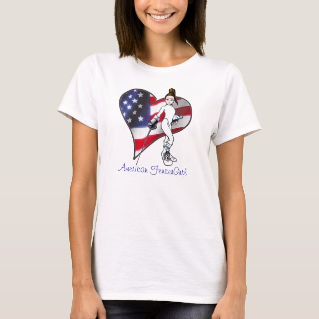 Camiseta American FencerGrrl - USAHeart (Frente)