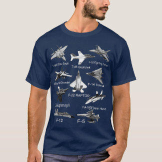 Camiseta American Fighters Jets F22 Raptor F14 Tomcat Plane