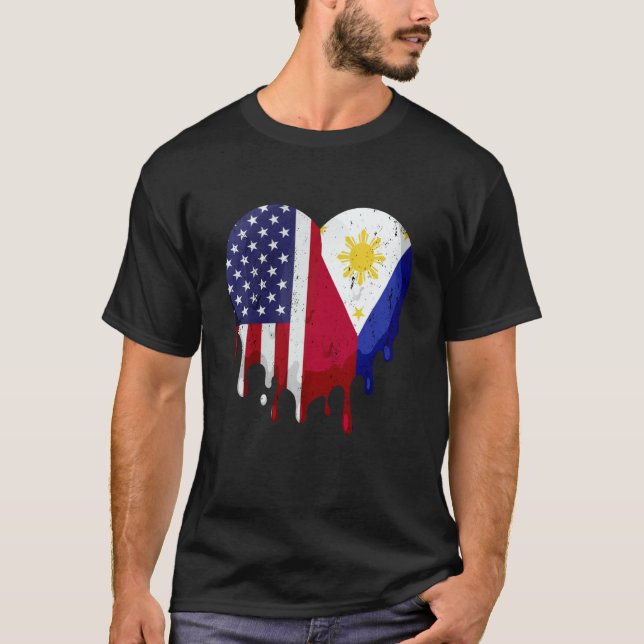 Camiseta American Filipino Heritage Month Philippines Flag  (Frente)