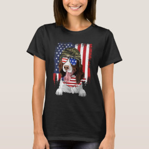 Camiseta American Flag 4 de julho English Springer Spaniel