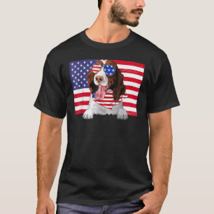 Camiseta American Flag 4 de julho English Springer Spaniel
