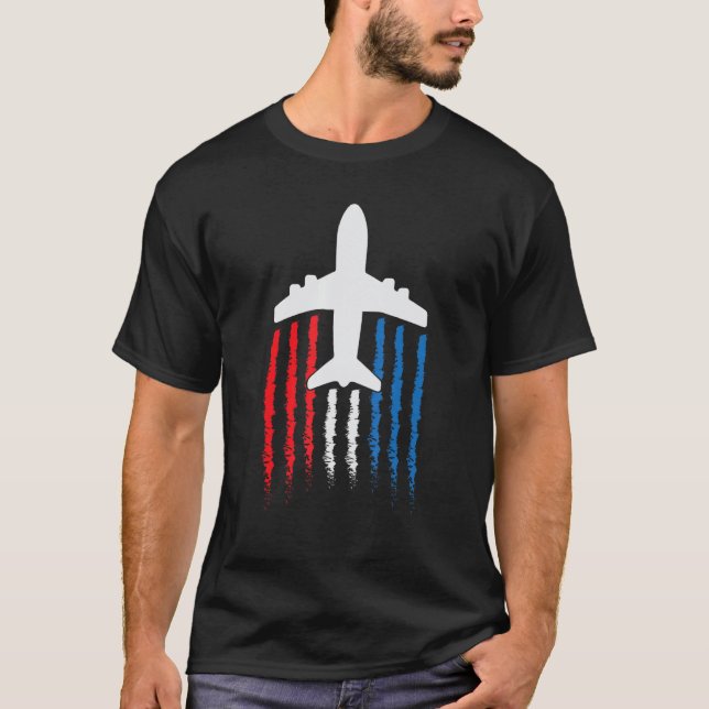 Camiseta American Flag 747 Jumbo Jet July 4th (Frente)