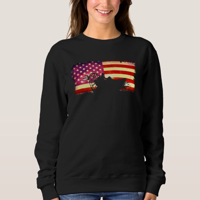 Camiseta American Flag Airboat Captain Racing Tour America  (Frente)
