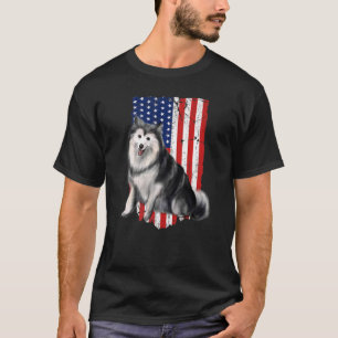 Camiseta American Flag Alaskan Malamute 4th Of July Usa