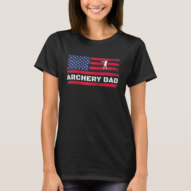 Camiseta American Flag Archery Dad Father's Day Raglan Base (Frente)