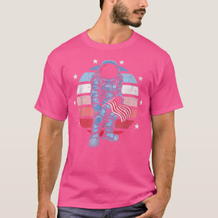 Camiseta American Flag Astronauta Red White Blue 4 de julho
