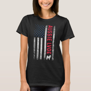 Camiseta American Flag Aussie Love Australian Shepherd