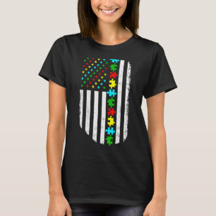 Camiseta American Flag Autism Mãe Autismo Família de Sensib