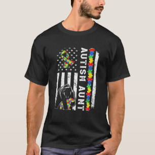 Camiseta American Flag Autism Tia Family Bear Autista