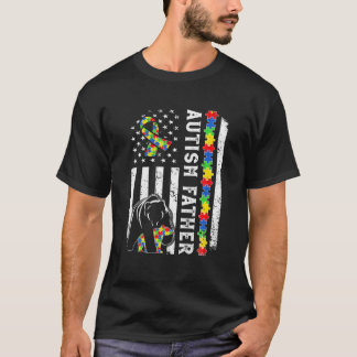 Camiseta American Flag Autismo Pai Family Bear Autista