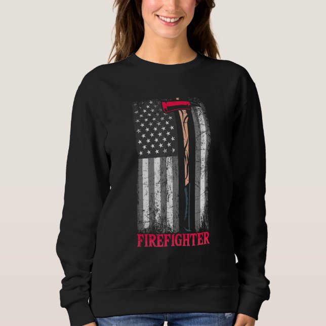 Camiseta American Flag Ax Thin Red Line Patriot Firemoon (Frente)