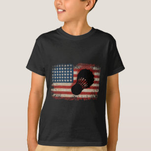 Camiseta American Flag Badminton Shuttle Art Sports 2