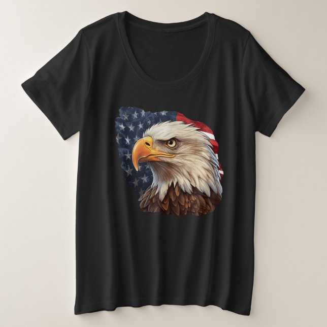 Camiseta American Flag Bald Eagle (Frente do Design)