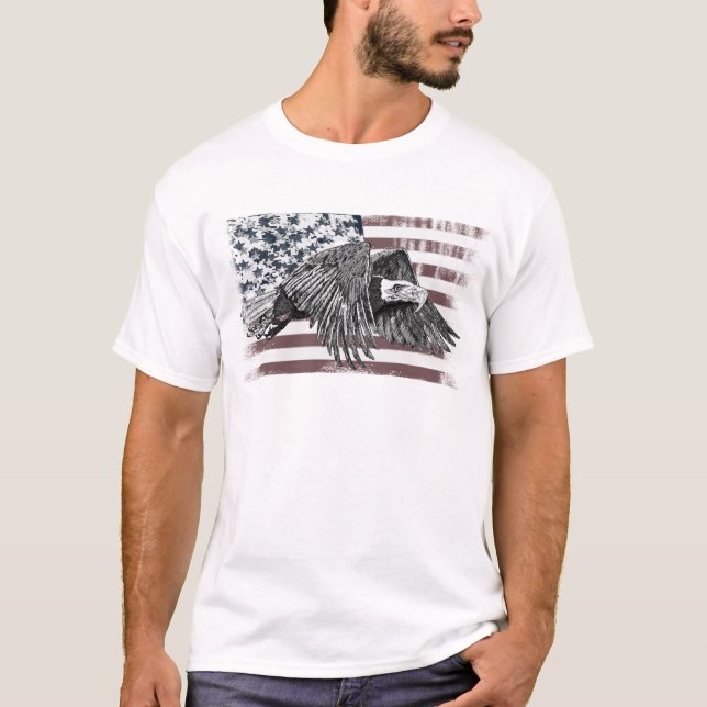Camiseta American Flag Bald Eagle EUA (Frente)
