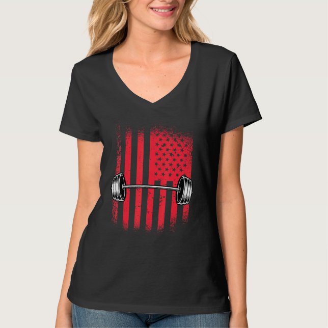 Camiseta American Flag Barbell (Frente)