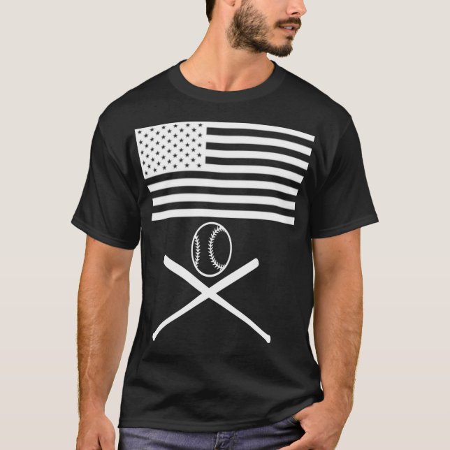 Camiseta American Flag Baseball Flag white design  (Frente)