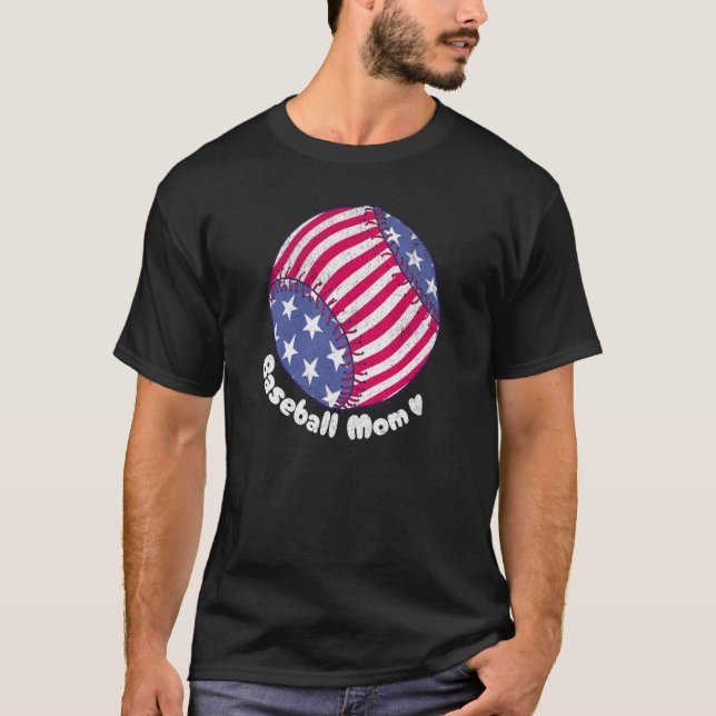 Camiseta American Flag Baseball Softball Mom Mother Mama Co (Frente)