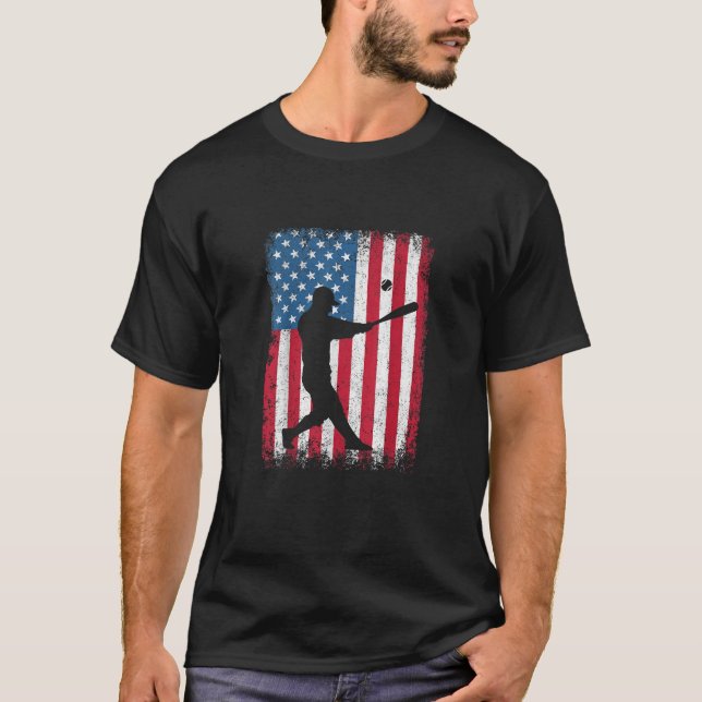 Camiseta American Flag Baseball Team Presente para Men Boys (Frente)