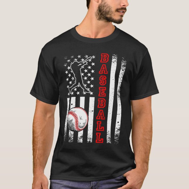 Camiseta American Flag Baseball Team  Vintage Baseball (Frente)