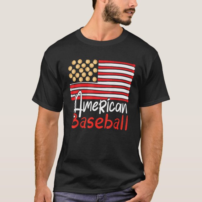 Camiseta American Flag Baseball Team Vintage Baseball Ameri (Frente)