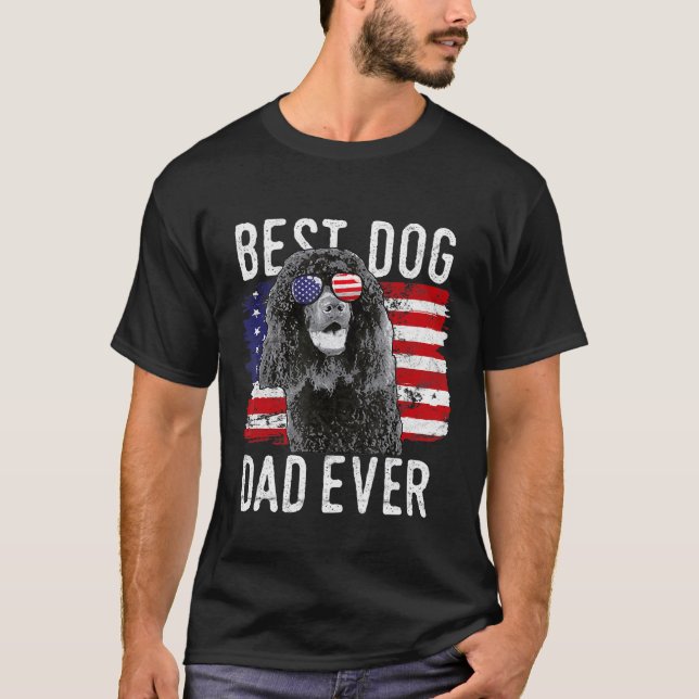 Camiseta American Flag Best Dog Dad Ever Irish Water Spanie (Frente)