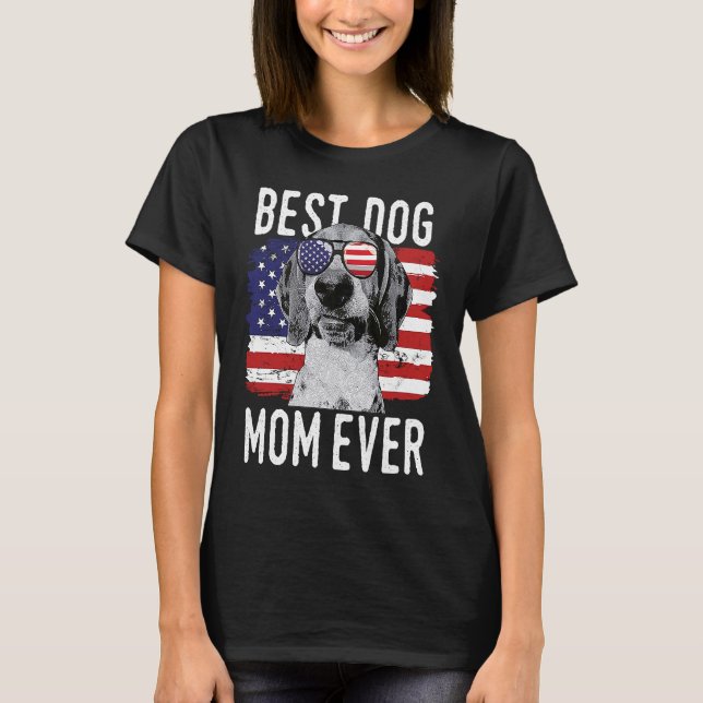 Camiseta American Flag Best Dog Mom Ever Treeing Walker Coo (Frente)