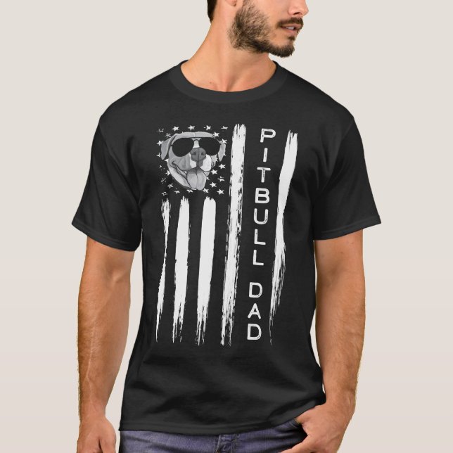 Camiseta American Flag Best Pitbull Pai Funny Pit Bull Retr (Frente)