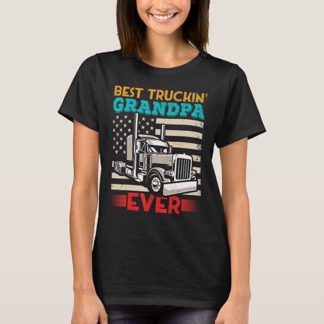 Camiseta American Flag Best Truckin Grandpa US Semi Truck D (Frente)