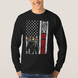 Camiseta American Flag Big Brother Bear Autismo Autismo Fa